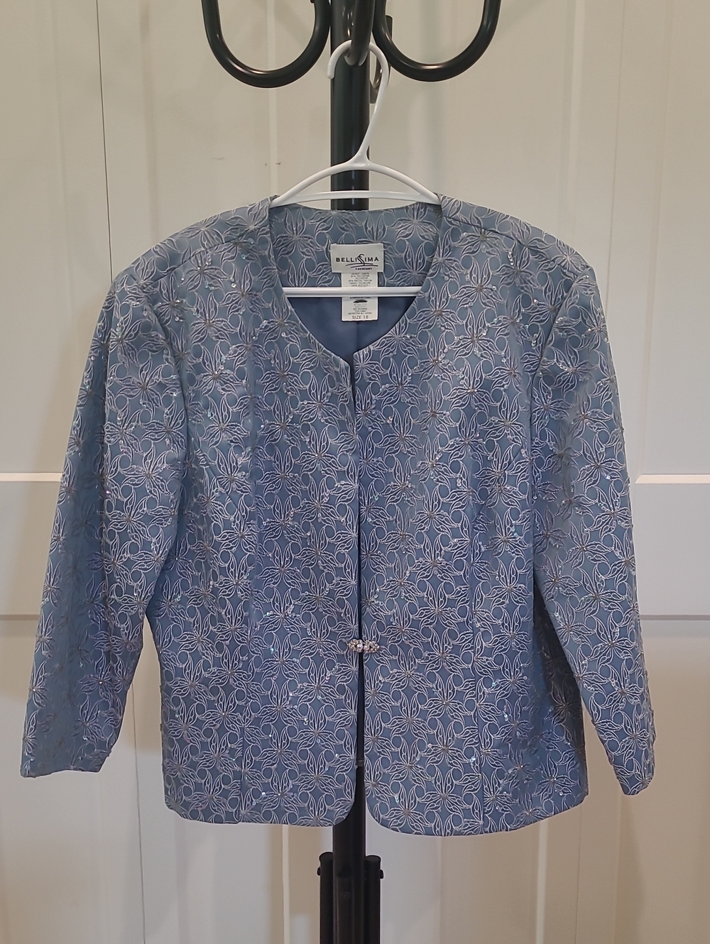 Vintage Light Blue Floral Embroidered Blazer/Hacket